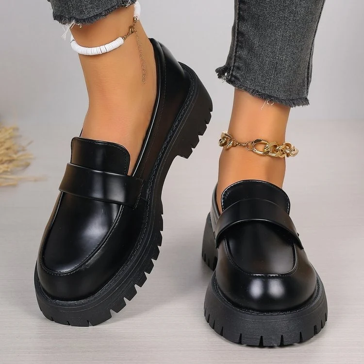 Damen nan klassische Loafer mit massiver Plateausohle und gepolstertem Komfortfußbett Drune