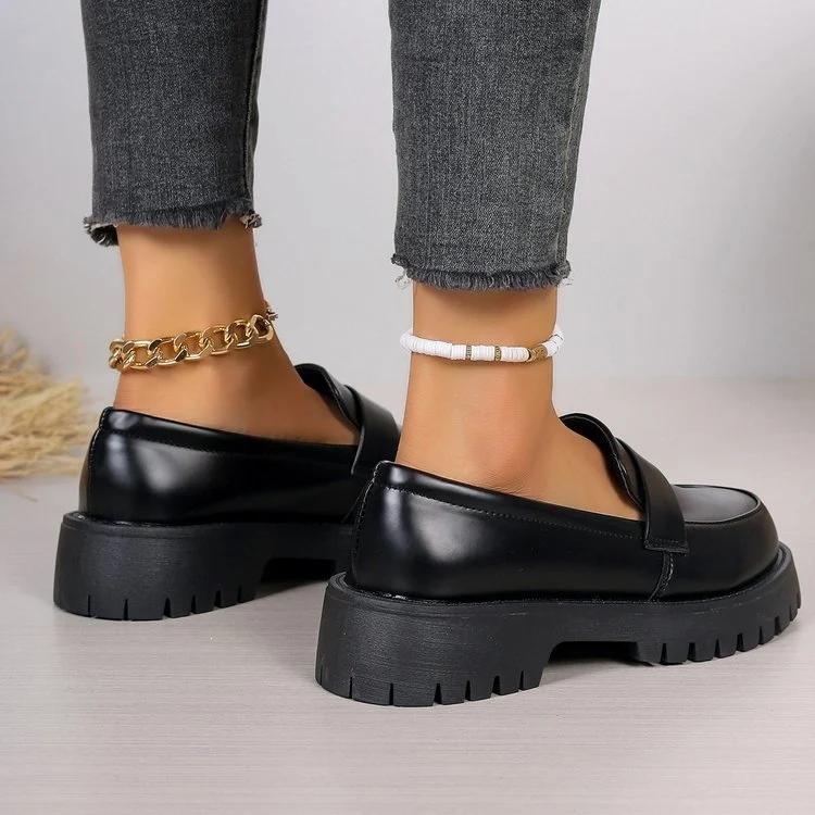 Damen nan klassische Loafer mit massiver Plateausohle und gepolstertem Komfortfußbett Drune