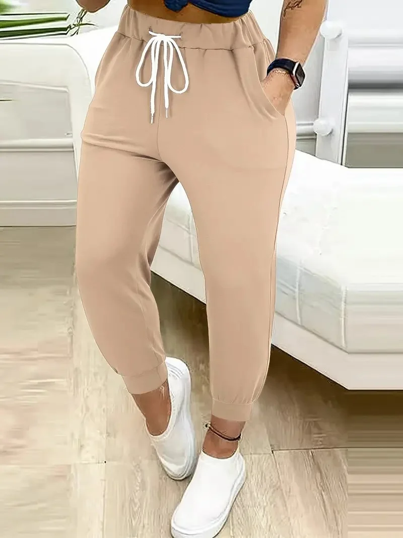 Damen Lässige Jogginghose mit Kordelzug, elastischem Komfortbund und schmalem Bündchen Drune