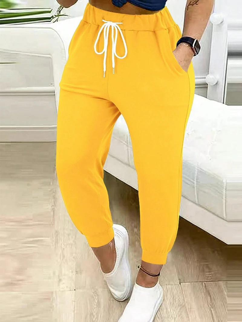 Damen Lässige Jogginghose mit Kordelzug, elastischem Komfortbund und schmalem Bündchen Drune