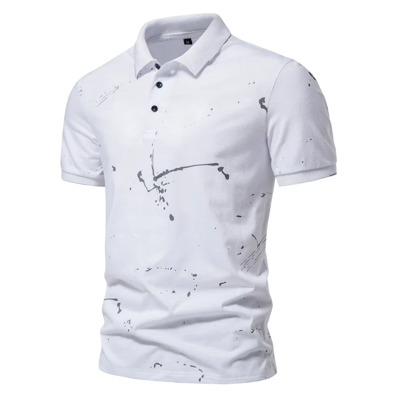 Herren Poloshirt mit kreativen Spritzdruck und hochwertiger Baumwolle Drune