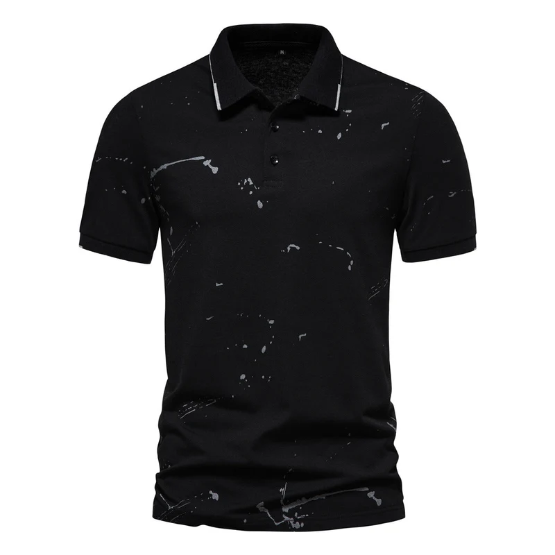 Herren Poloshirt mit kreativen Spritzdruck und hochwertiger Baumwolle Drune