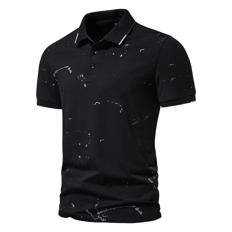Herren Poloshirt mit kreativen Spritzdruck und hochwertiger Baumwolle Drune
