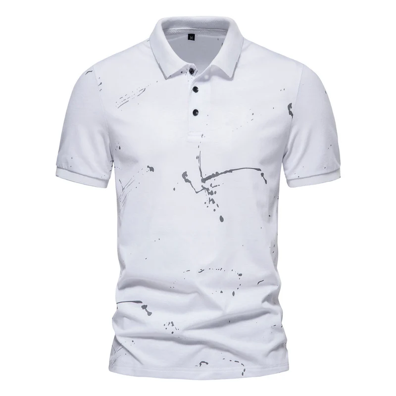 Herren Poloshirt mit kreativen Spritzdruck und hochwertiger Baumwolle Drune