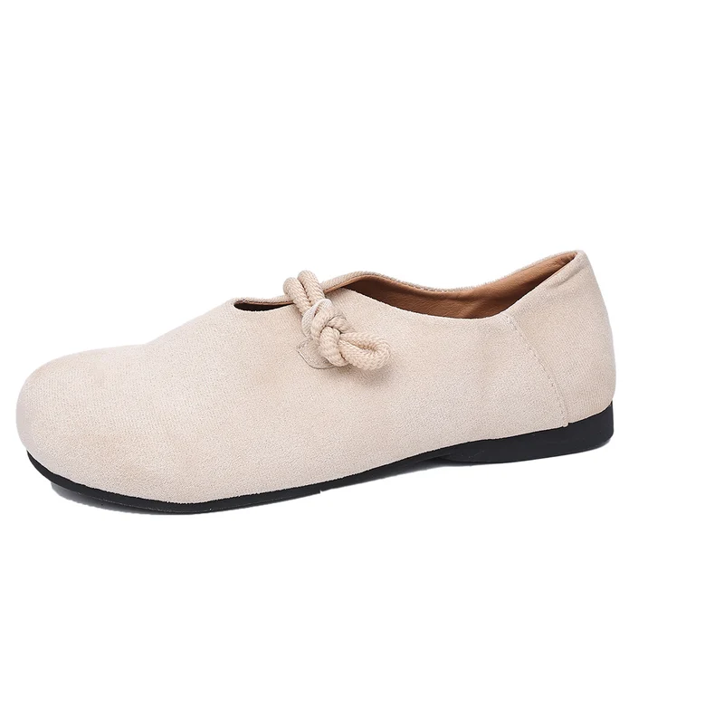 Damen legere Ballerina Halbschuhe aus Veloursoptik mit dekorativer Knotenlasche und flexibler rutschfester Sohle Drune