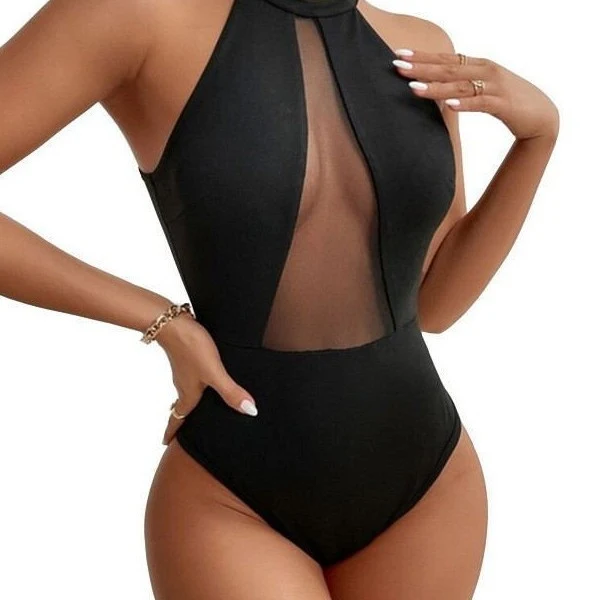 Damen Einteiler mit transparenten Einsätzen Drune