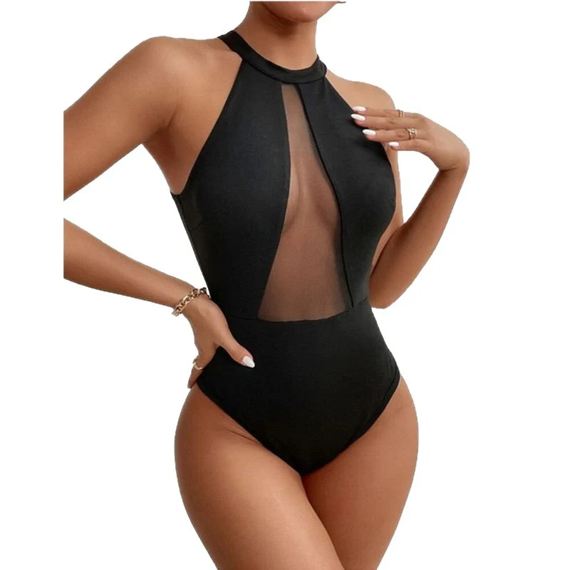 Damen Einteiler mit transparenten Einsätzen Drune
