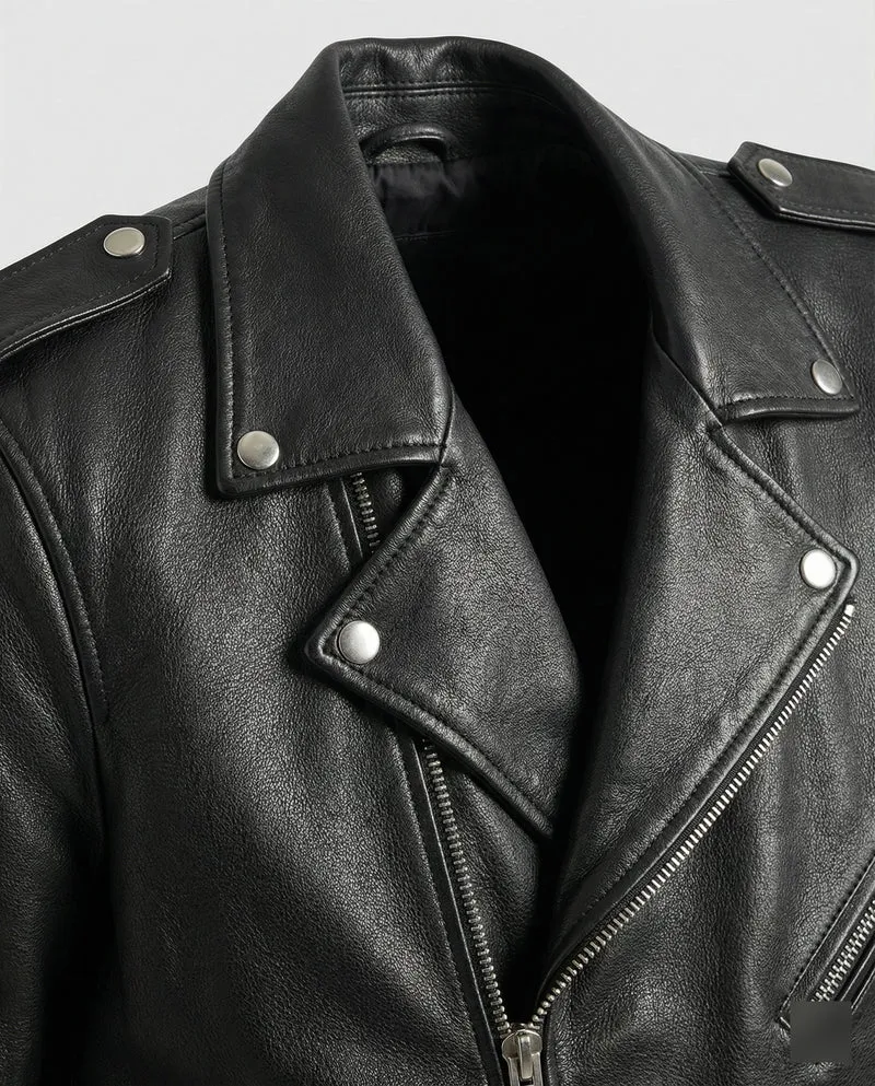 Herren Biker-Lederjacke mit Taschen