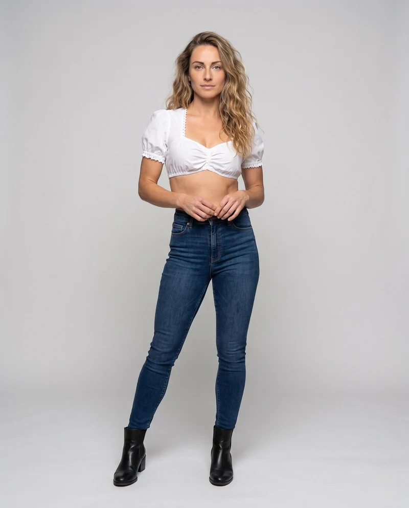 Damen Trachtenbluse mit Puffärmeln Drune