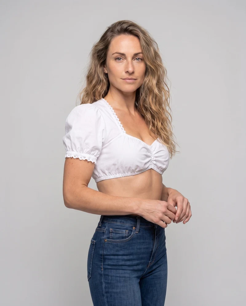 Damen Trachtenbluse mit Puffärmeln Drune