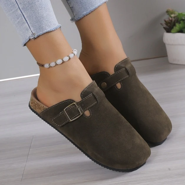 Herren Wildleder Clog mit ergonomischem Kork-Fußbett und verstellbarer Metallschnalle Drune