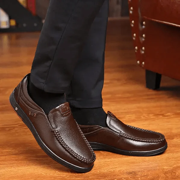 Herren Echtleder Schlupfschuhe Drune
