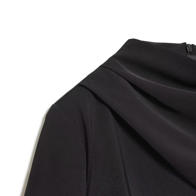 Damen Enganliegendes Minikleid mit drapiertem Stehkragen Drune