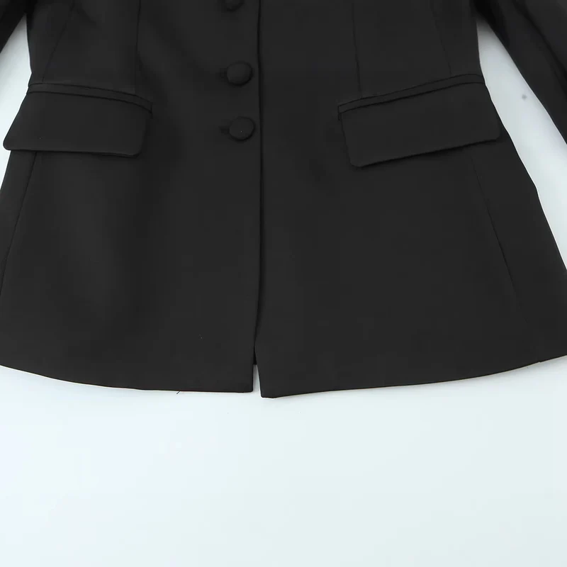 Damen Eleganter taillierter Blazer mit bezogenen Knöpfen und Pattentaschen Drune