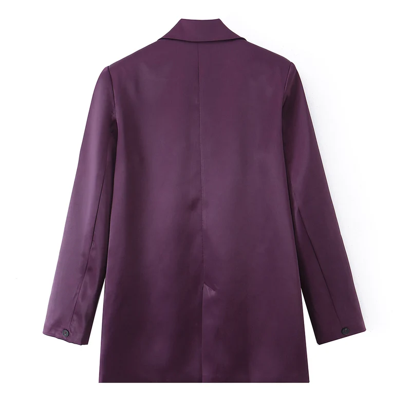 Damen Eleganter Satin-Blazer im Oversized-Look mit Schalkragen und Pattentaschen Drune