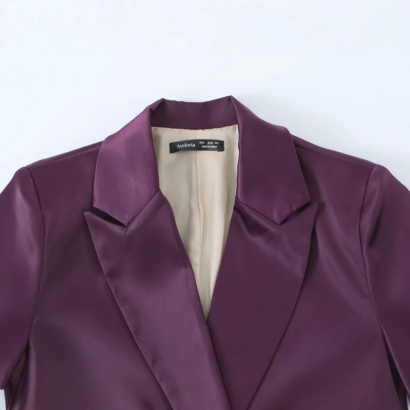 Damen Eleganter Satin-Blazer im Oversized-Look mit Schalkragen und Pattentaschen Drune