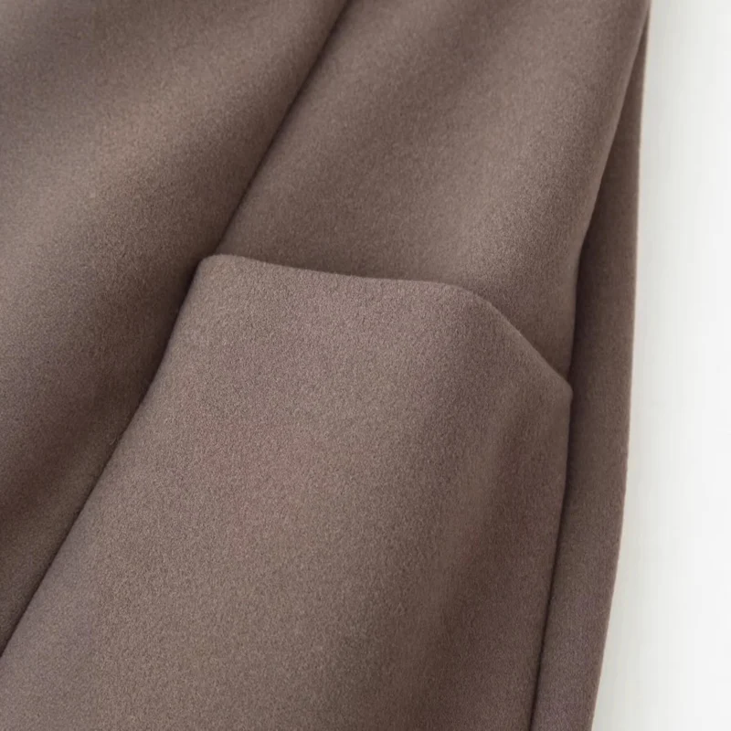 Damen Eleganter langer Wollmix-Mantel mit Schalkragen und aufgesetzten Taschen Drune