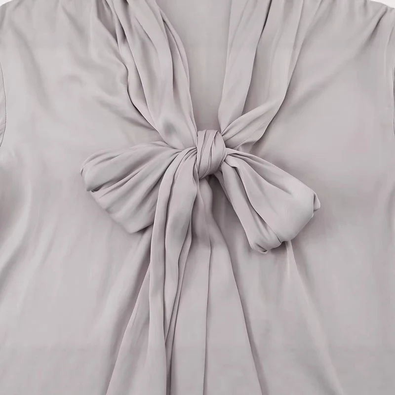 Damen Elegante Schlupfbluse mit Bindeschal, voluminösen Manschetten und kastiger Silhouette Drune