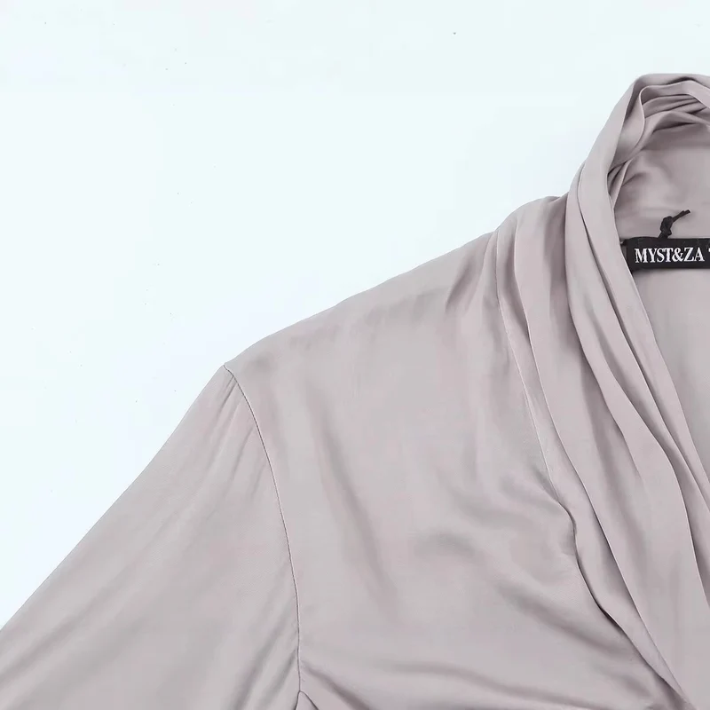 Damen Elegante Schlupfbluse mit Bindeschal, voluminösen Manschetten und kastiger Silhouette Drune