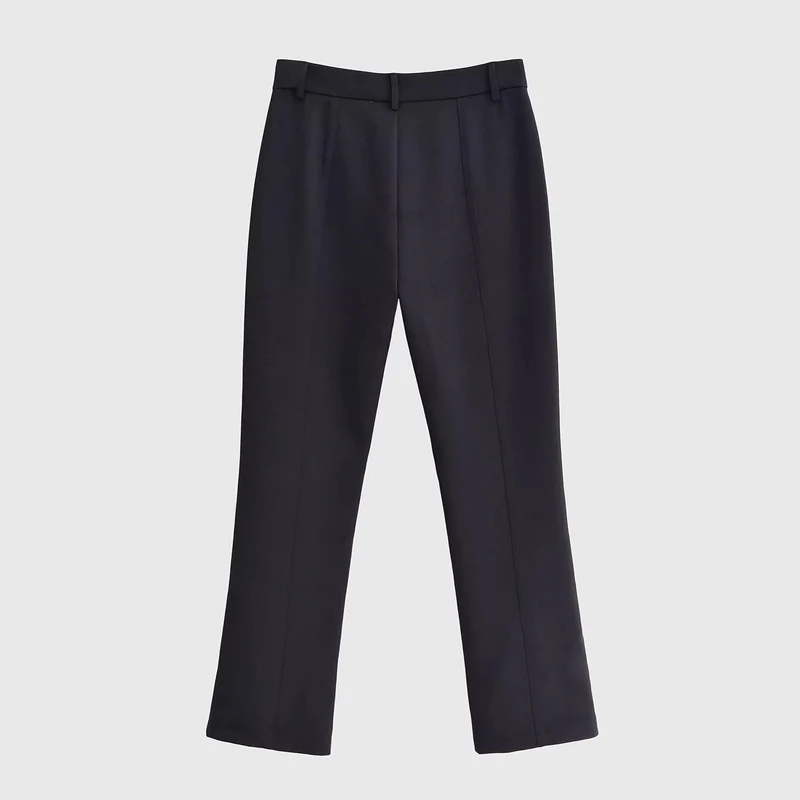 Damen Elegante gerade geschnittene Anzughose mit Bundschlaufen und Paspeltaschen Drune