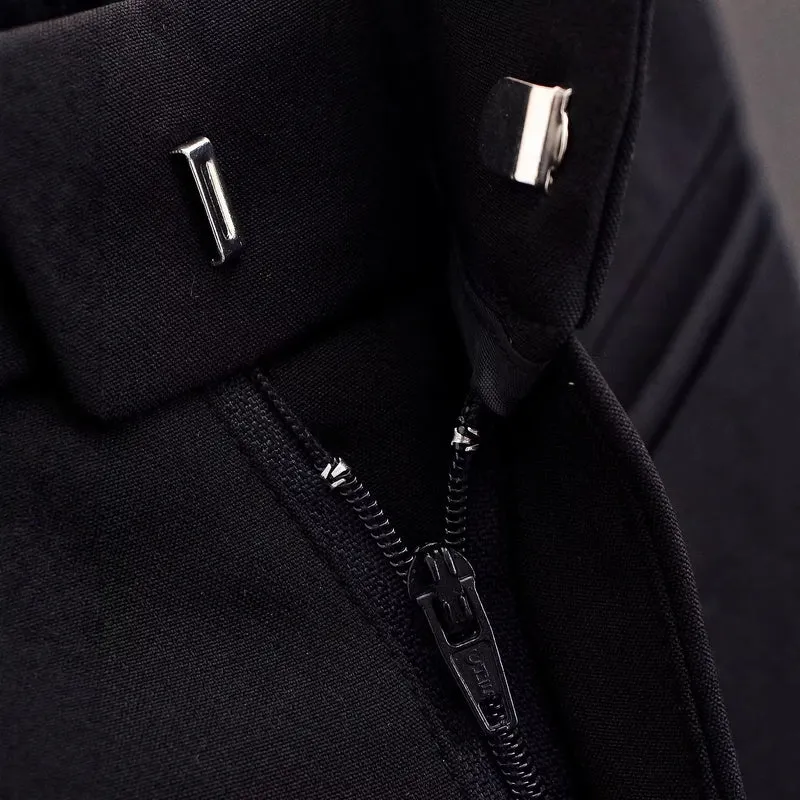 Damen Elegante gerade geschnittene Anzughose mit Bundschlaufen und Paspeltaschen Drune