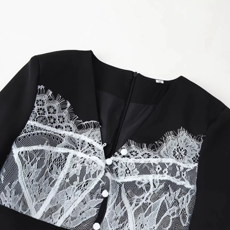 Damen Elegante Bluse mit Spitzen‑Corset‑Applikation und V‑Ausschnitt Drune