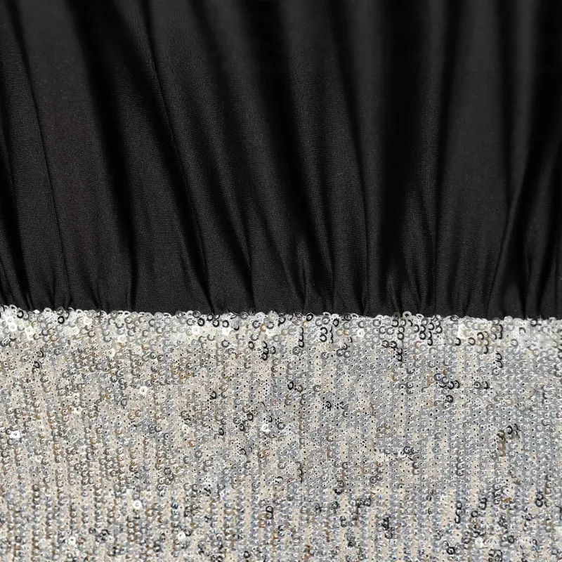 Damen Drapiertes Abendkleid mit weitem U‑Ausschnitt, Fledermausärmeln und Paillettenmini Drune