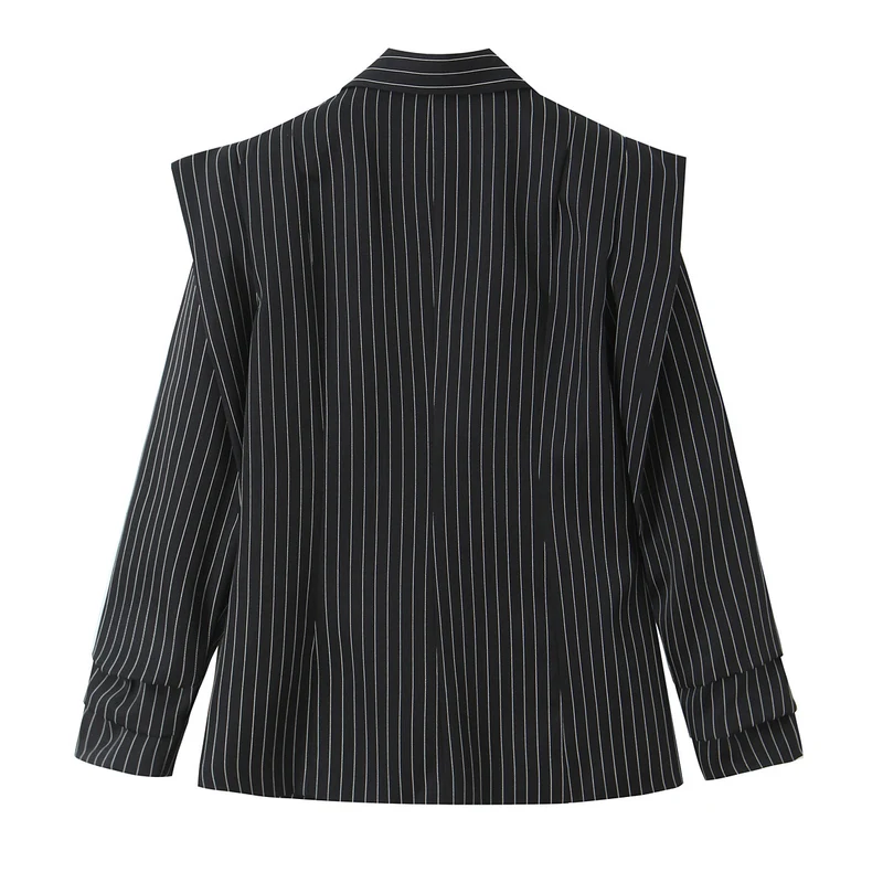 Damen Doppelreihiger Nadelstreifen-Blazer mit strukturierter Schulterpasse Drune