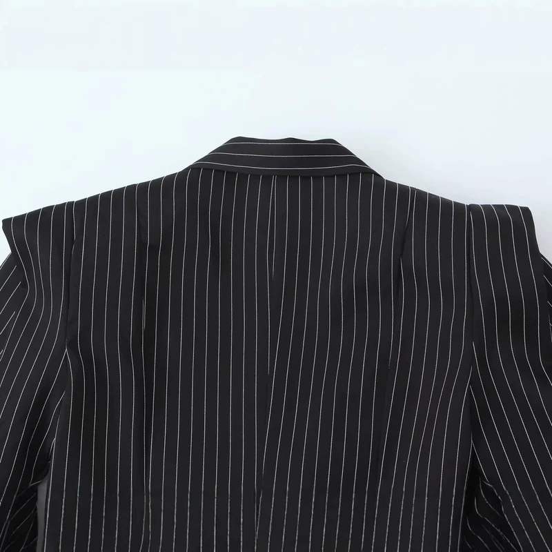 Damen Doppelreihiger Nadelstreifen-Blazer mit strukturierter Schulterpasse Drune