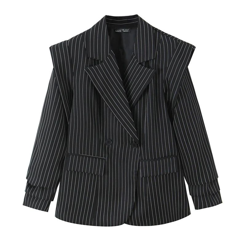 Damen Doppelreihiger Nadelstreifen-Blazer mit strukturierter Schulterpasse Drune