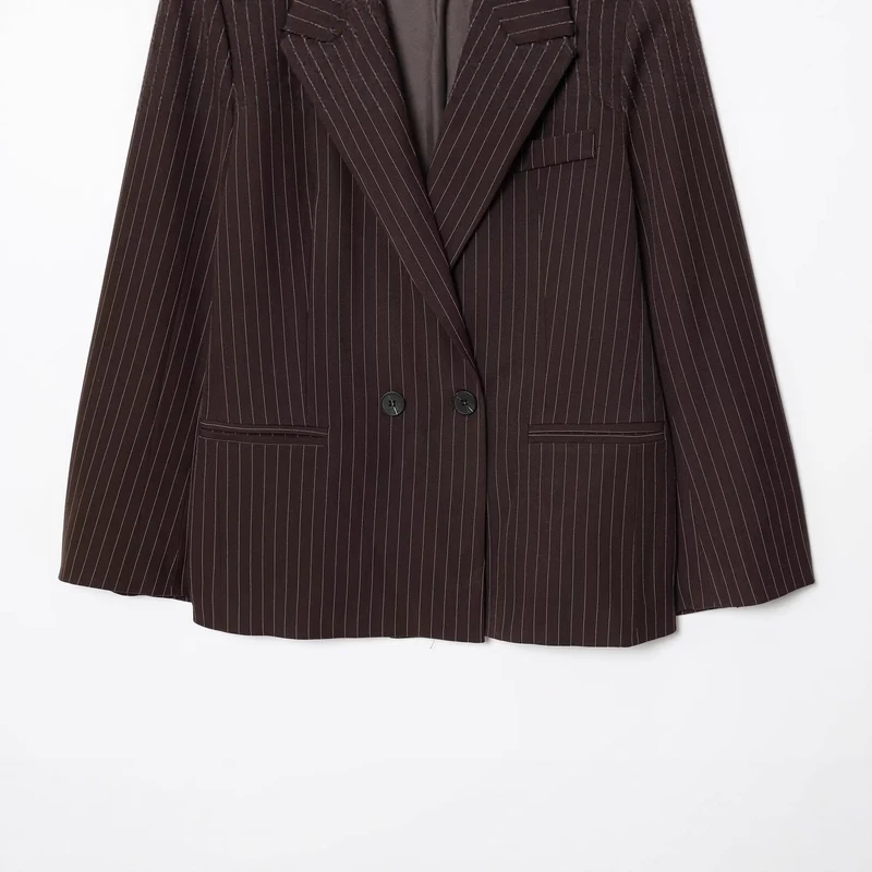 Damen Doppelreihiger Nadelstreifen-Blazer in Oversize-Passform Drune