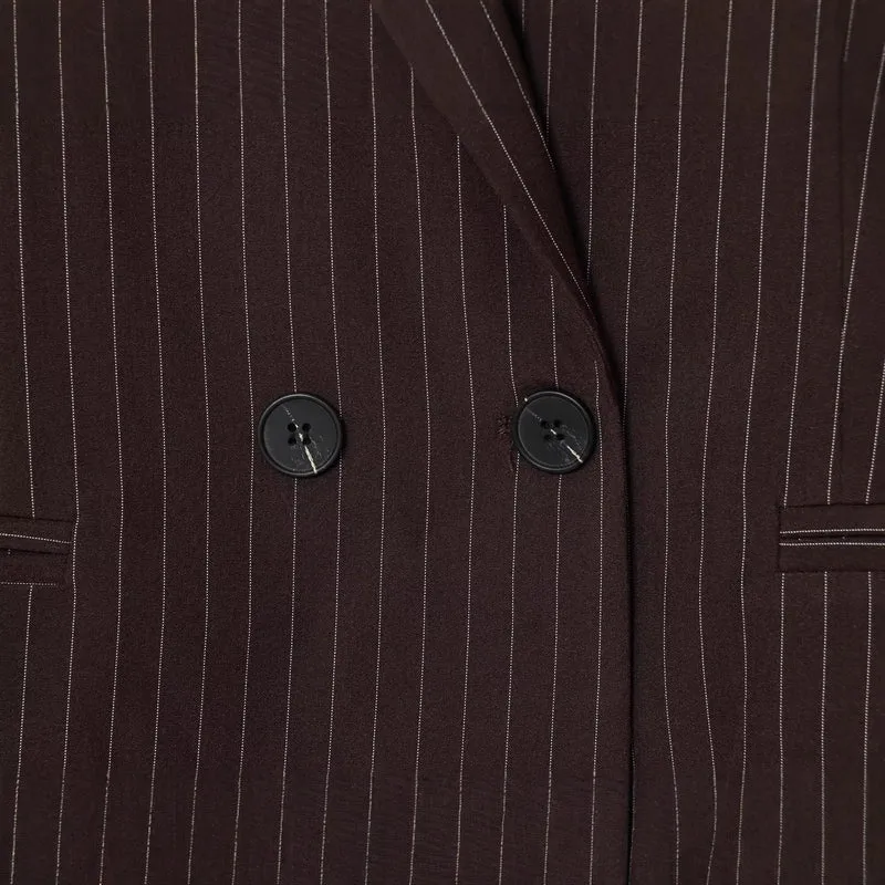 Damen Doppelreihiger Nadelstreifen-Blazer in Oversize-Passform Drune