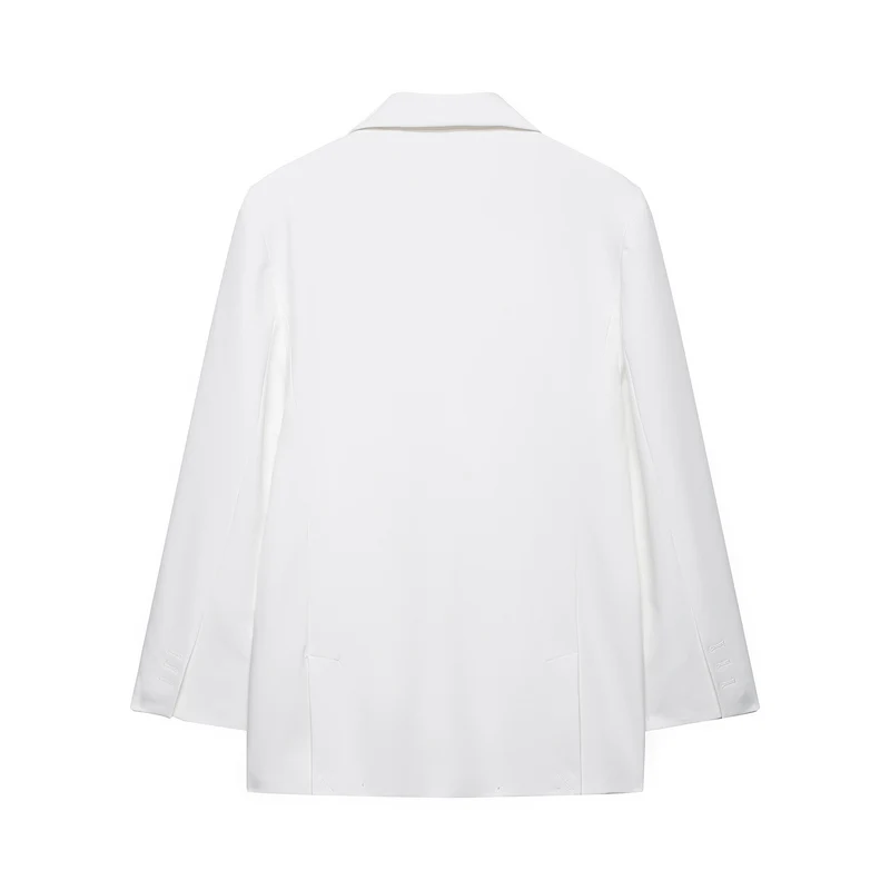 Damen Doppelreihiger Longline-Blazer mit Oversize-Schnitt und Paspeltaschen Drune