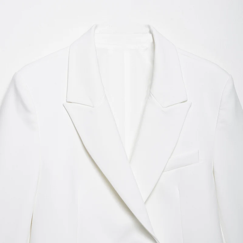 Damen Doppelreihiger Longline-Blazer mit Oversize-Schnitt und Paspeltaschen Drune