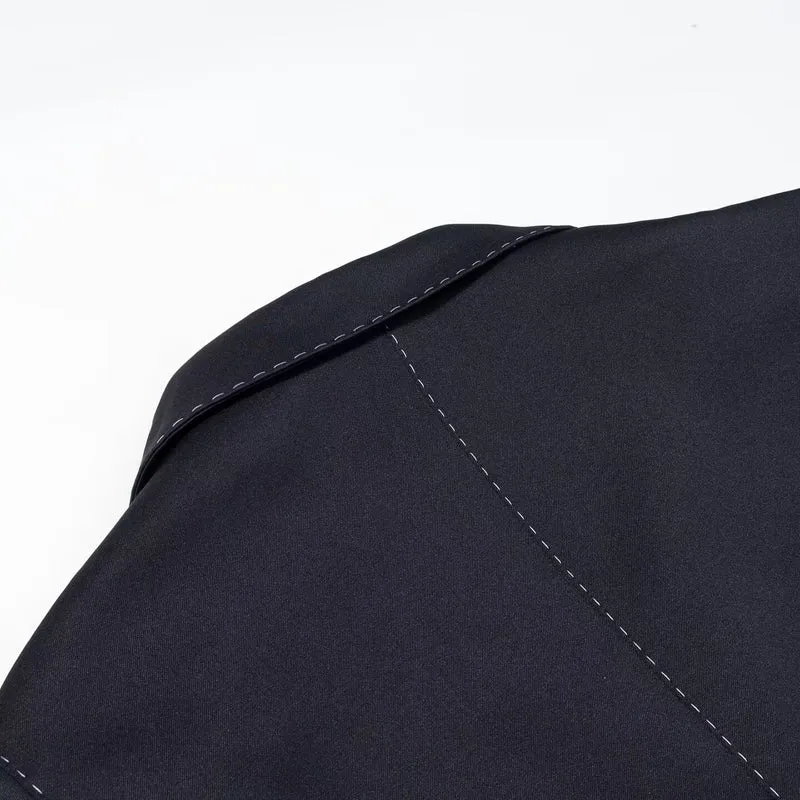 Damen Doppelreihiger Longline-Blazer mit Kontraststeppungen Drune