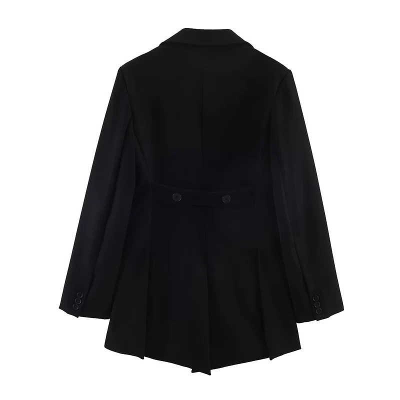 Damen Doppelreihiger Longblazer mit verlängertem Saum und Rückenschlitz Drune