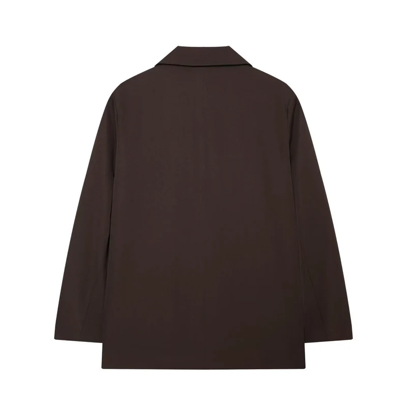 Damen Doppelreihiger Boxy-Blazer aus Webstoff mit fallendem Revers und Pattentaschen Drune