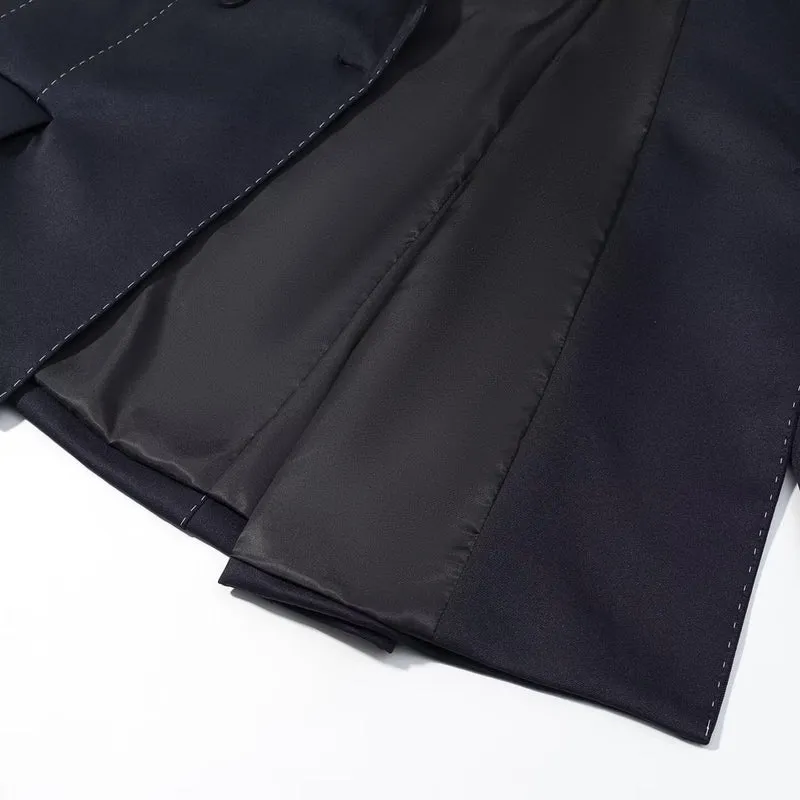 Damen Doppelreihiger Blazer mit dekorativen Ziernähten und Pattentaschen Drune