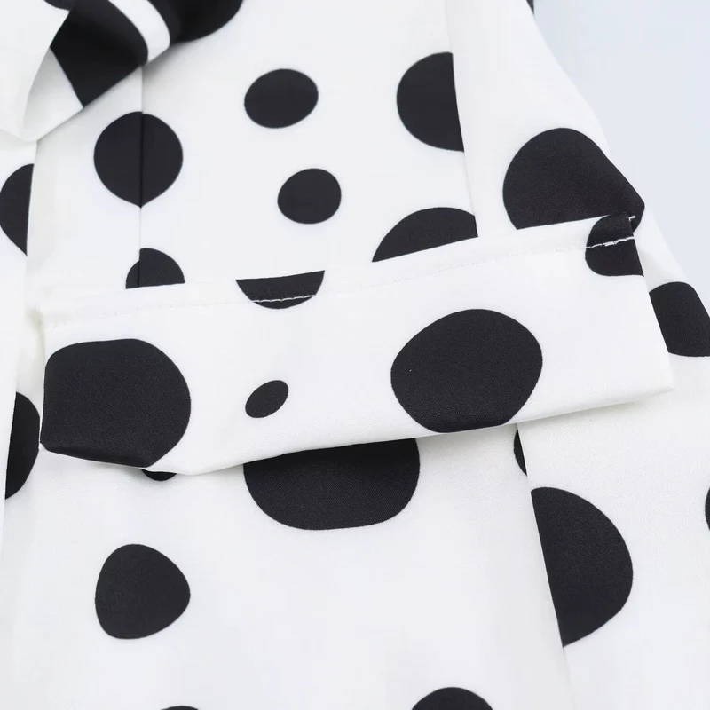 Damen Doppelreihiger Blazer im Polka‑Dot‑Design mit Spitzenbesetztem Revers Drune