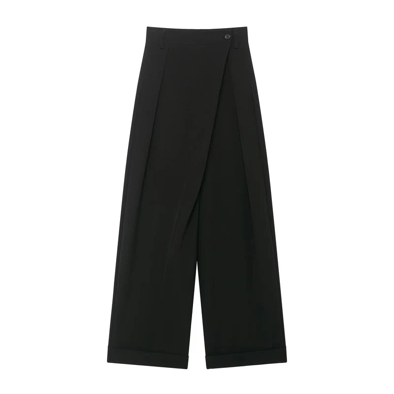 Damen Culotte‑Hose mit Wickel‑Front und weitem Bein Drune