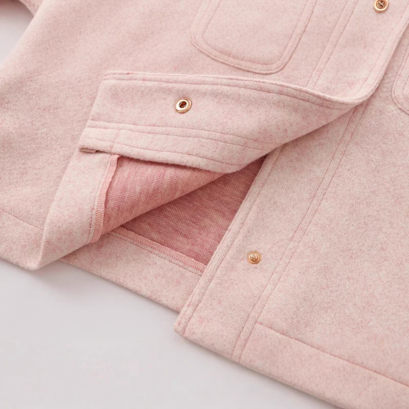 Damen Cropped Wollmix‑Jacke im Boxy‑Schnitt mit Rundhalsausschnitt und Zierdruckknöpfen Drune