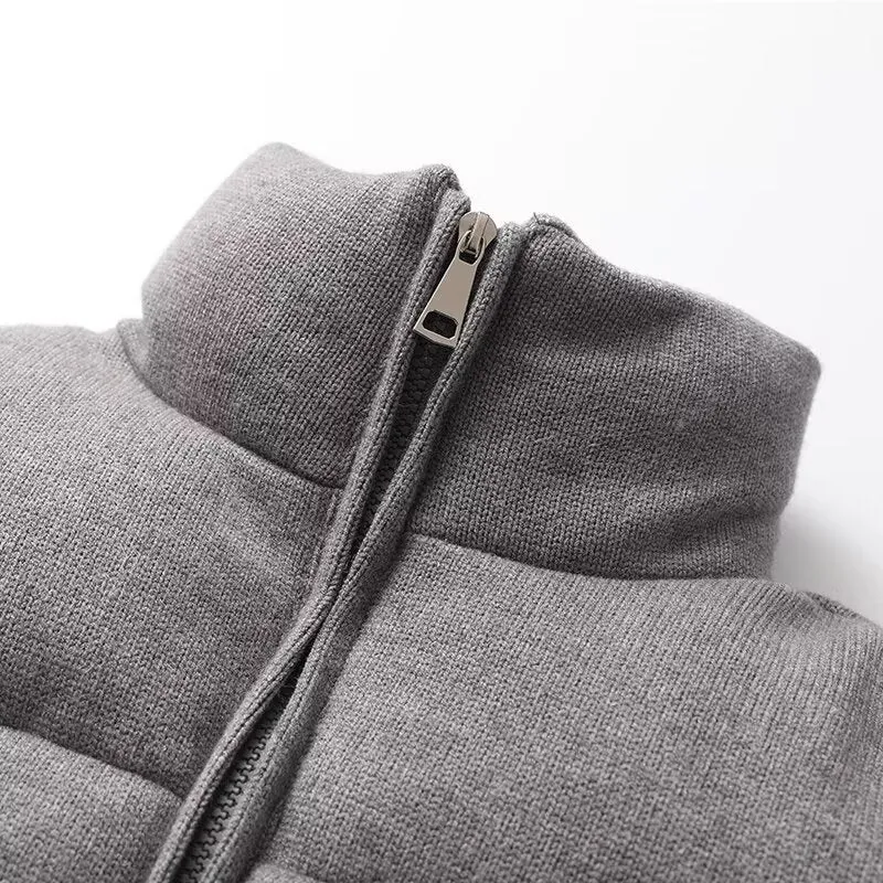 Damen Cropped wattierte Jacke mit Stehkragen und verdecktem Reißverschluss Drune