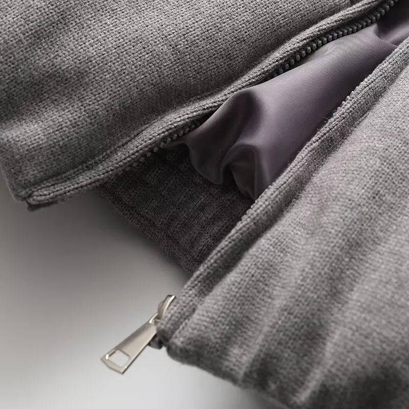 Damen Cropped wattierte Jacke mit Stehkragen und verdecktem Reißverschluss Drune