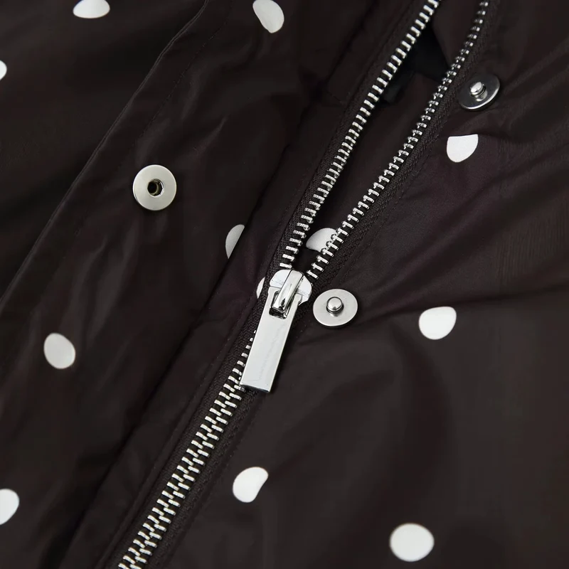 Damen Cropped-Übergangsjacke im Polka‑Dot-Design mit Stehkragen und elastischen Bündchen Drune