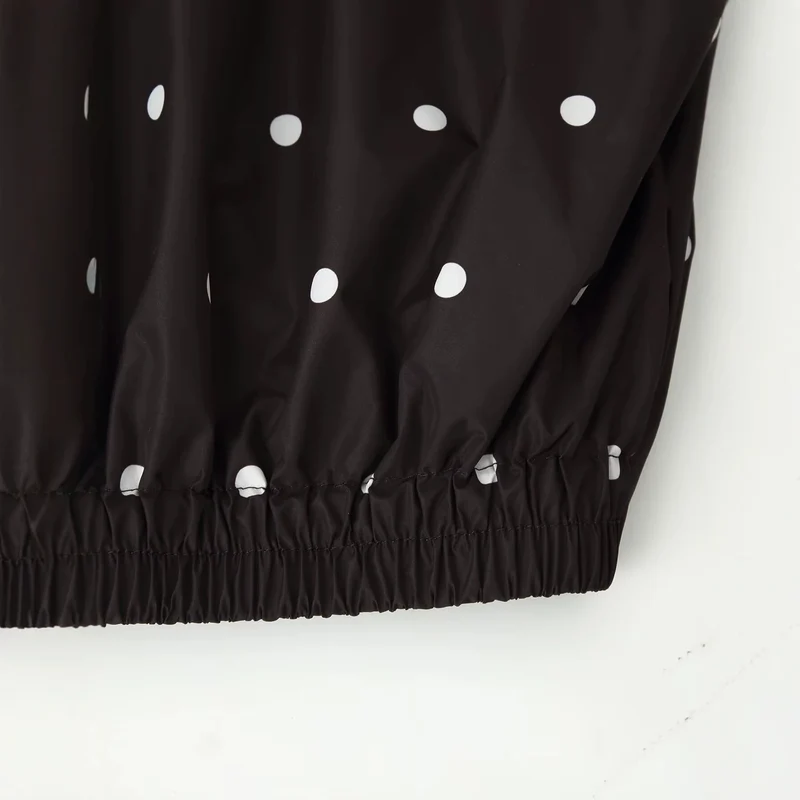 Damen Cropped-Übergangsjacke im Polka‑Dot-Design mit Stehkragen und elastischen Bündchen Drune