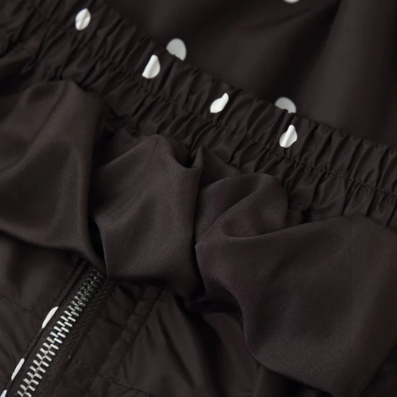 Damen Cropped-Übergangsjacke im Polka‑Dot-Design mit Stehkragen und elastischen Bündchen Drune