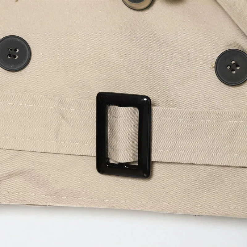 Damen Cropped‑Trenchjacke im Boxy‑Cropped‑Schnitt mit Schulterklappen und Taillengürtel Drune