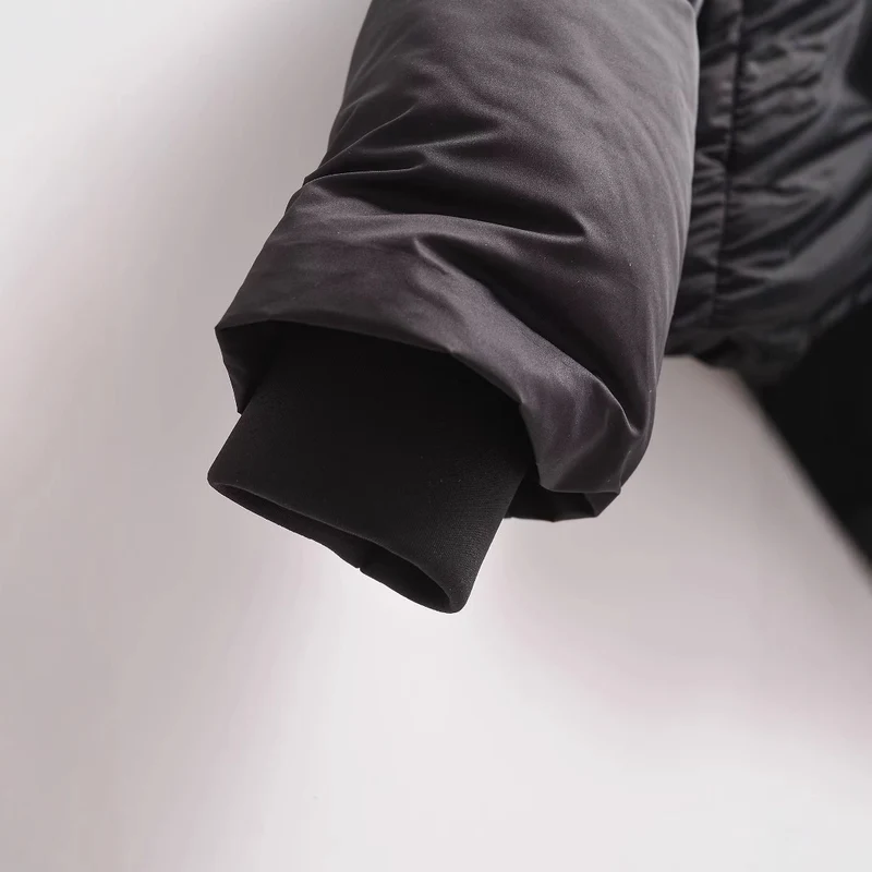 Damen Cropped Stepp-Parka mit Kapuze, wasserdichtem Reißverschluss und Rippbündchen Drune