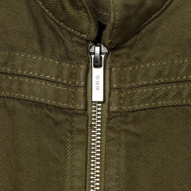 Damen Cropped Military‑Jacke mit Stehkragen, Zierknöpfen und Reißverschluss Drune