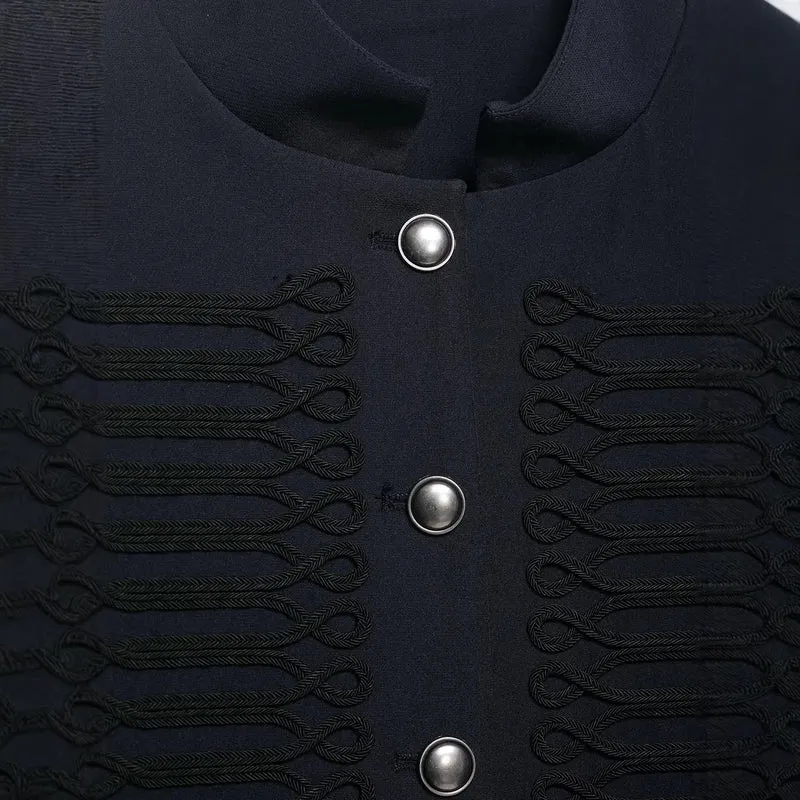 Damen Cropped militärinspirierte Kurzjacke mit Stehkragen und Zierkordeln Drune